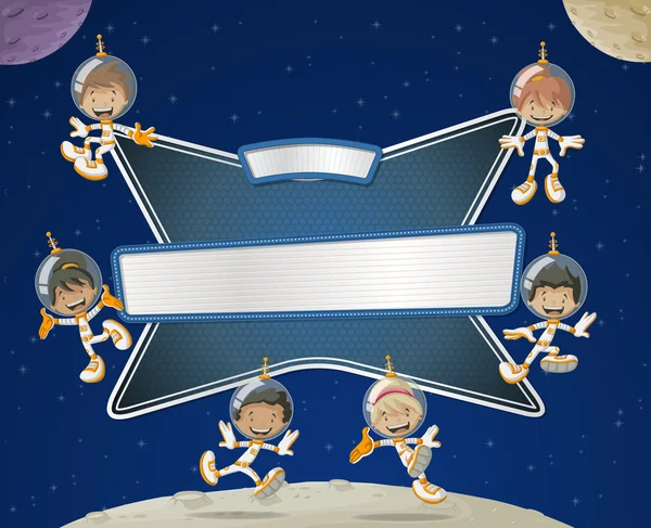 Astronaute dessin animé enfants dans l'espace . — Image vectorielle