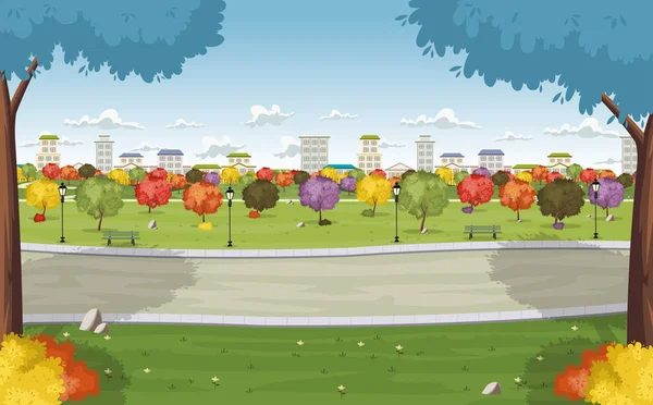 Şehirdeki renkli park.