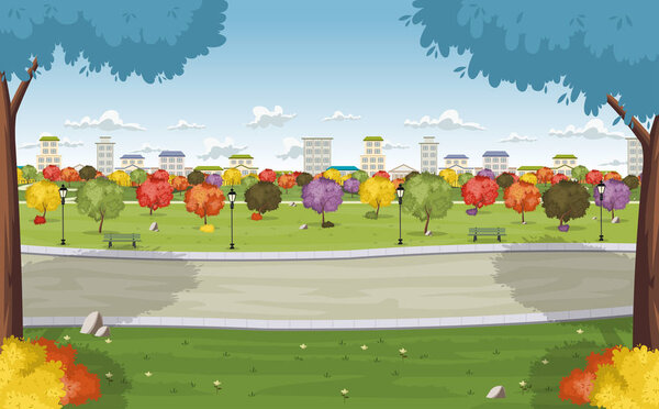 красочный парк в городе
