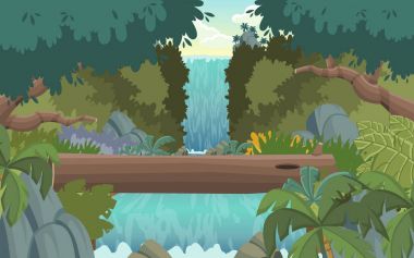 Yeşil orman şelale