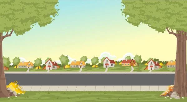 Maisons colorées dans le quartier de banlieue . — Image vectorielle