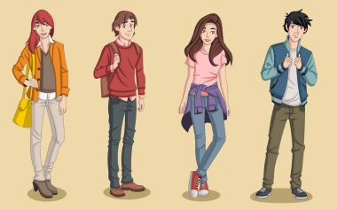 Çizgi film gençlerin grup. 