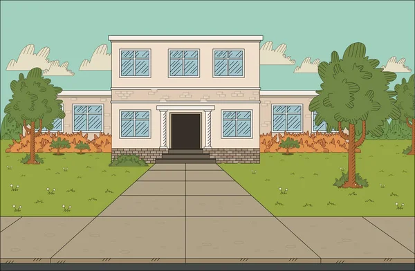 Porte d'entrée d'une école de dessin animé — Image vectorielle