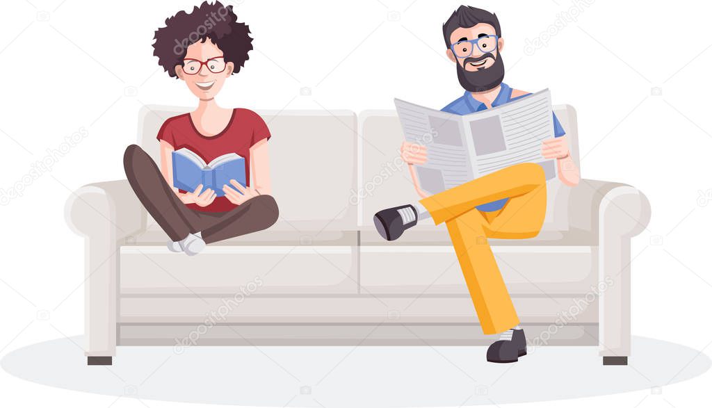 Young couple reading book