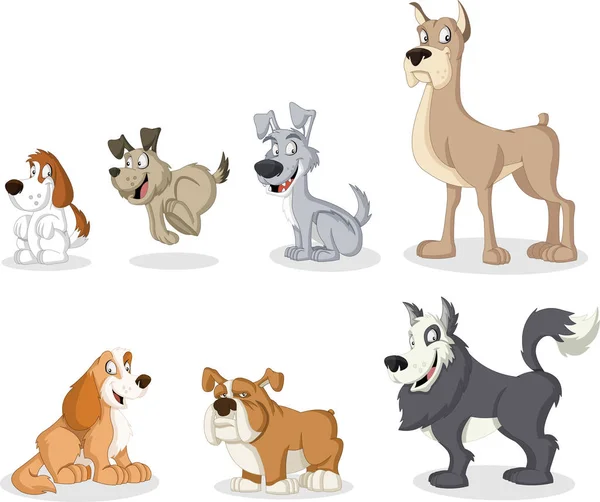 Grupo de cães de desenhos animados . — Vetor de Stock