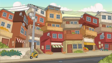 Şehirdeki yoksul mahallelerin sokağı. Gecekondu. Favela.
