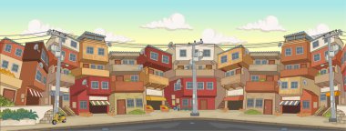 Şehirdeki yoksul mahallelerin sokağı. Gecekondu. Favela.