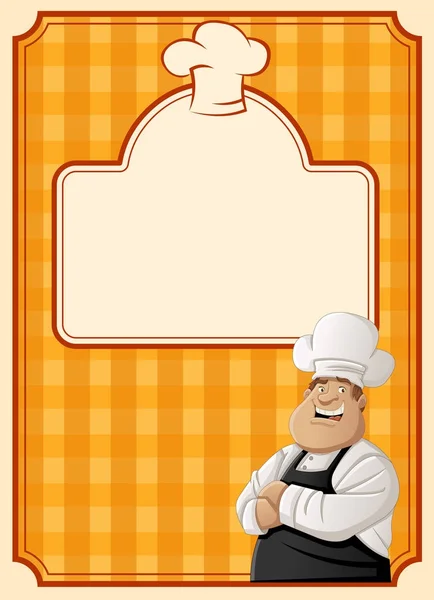 Restaurant Banner Mit Fettem Cartoon Koch Der Pizza Hält — Stockvektor