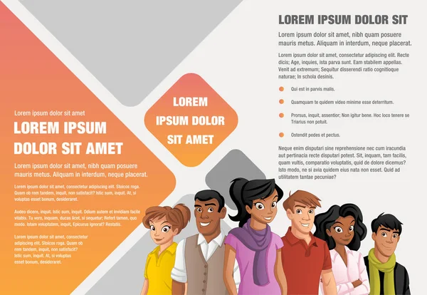 Sjabloon Voor Reclame Brochure Met Cartoon Mensen — Stockvector