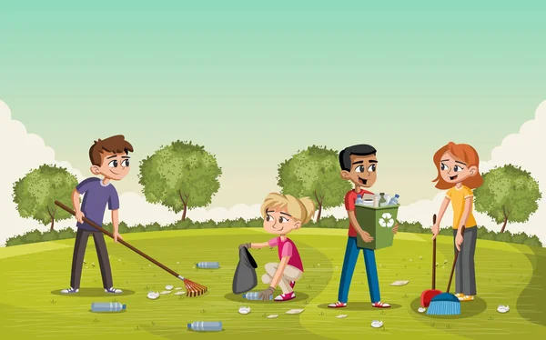 Imágenes: parques con basura animados | Parque Verde Colorido Con