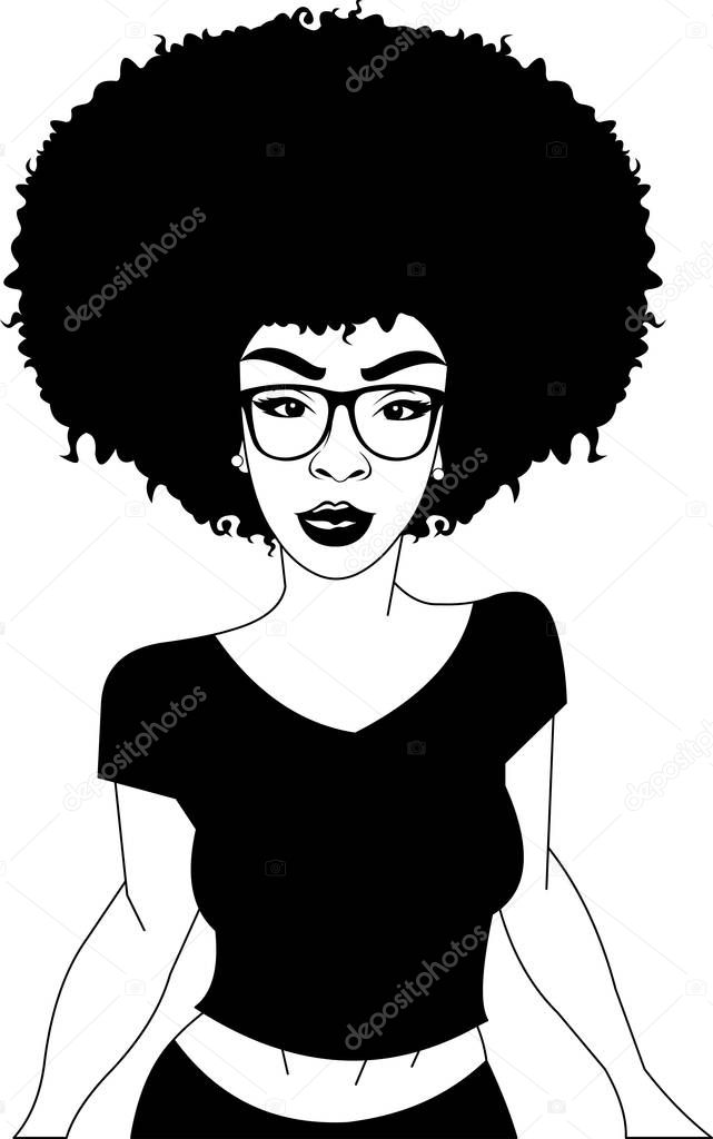 Grupo Dibujos Animados Mujer Negra Chica Africana Vector de stock