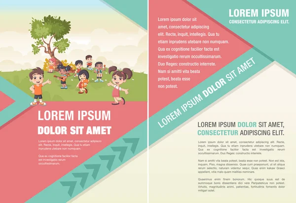 Reklam broşür ile sevimli çizgi film çocuklar için şablon 