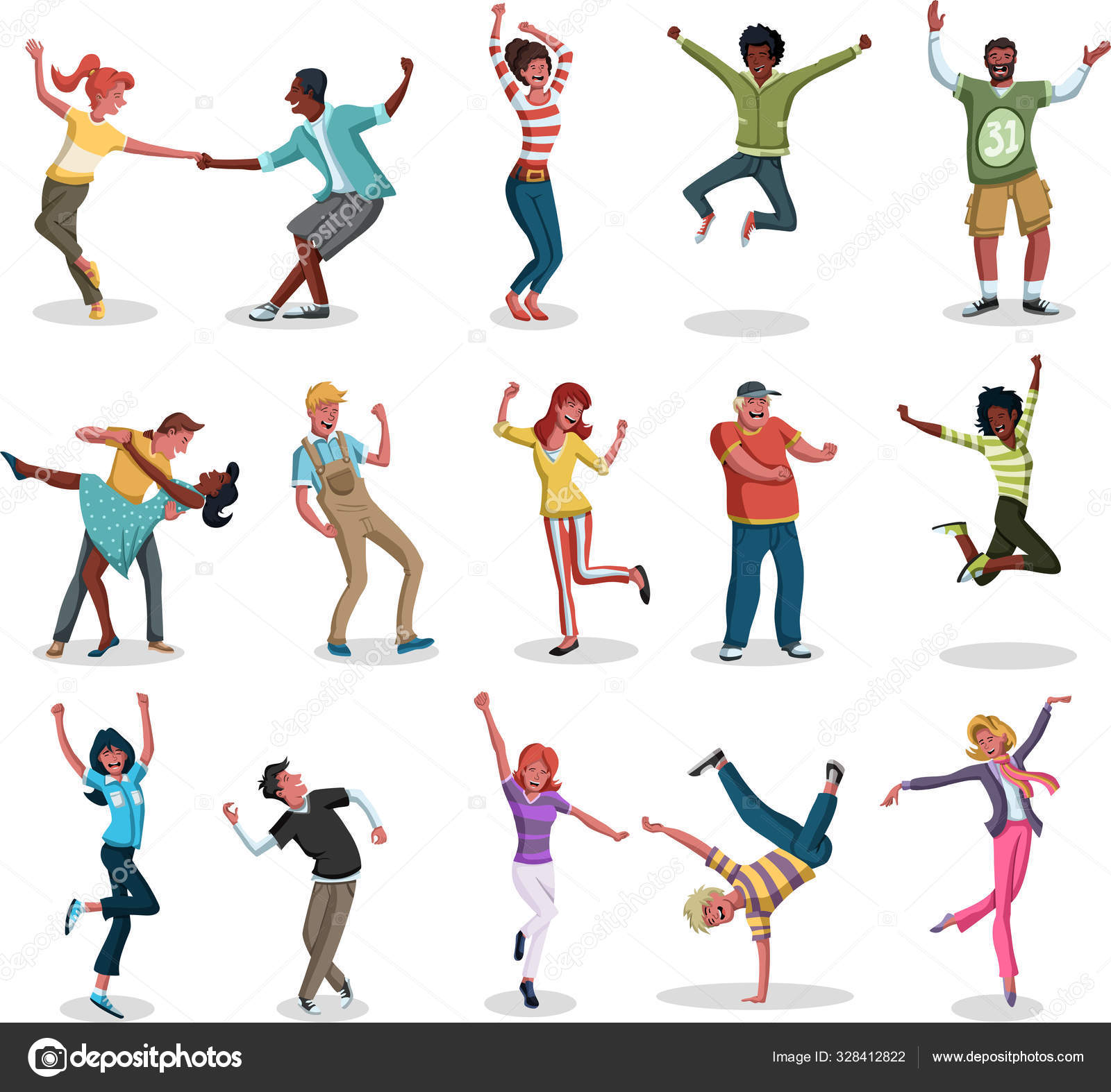 Party Happy Cartoon People Dancing Stock Vector Image by ©deniscristo  #328412822