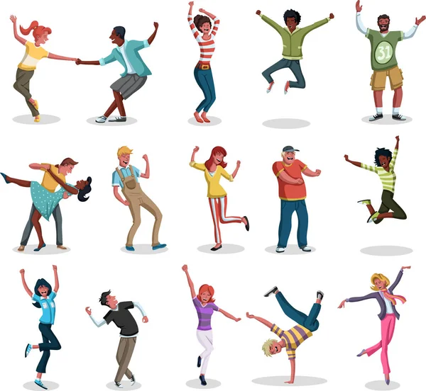 Party Happy Cartoon People Dancing — Stock Vector