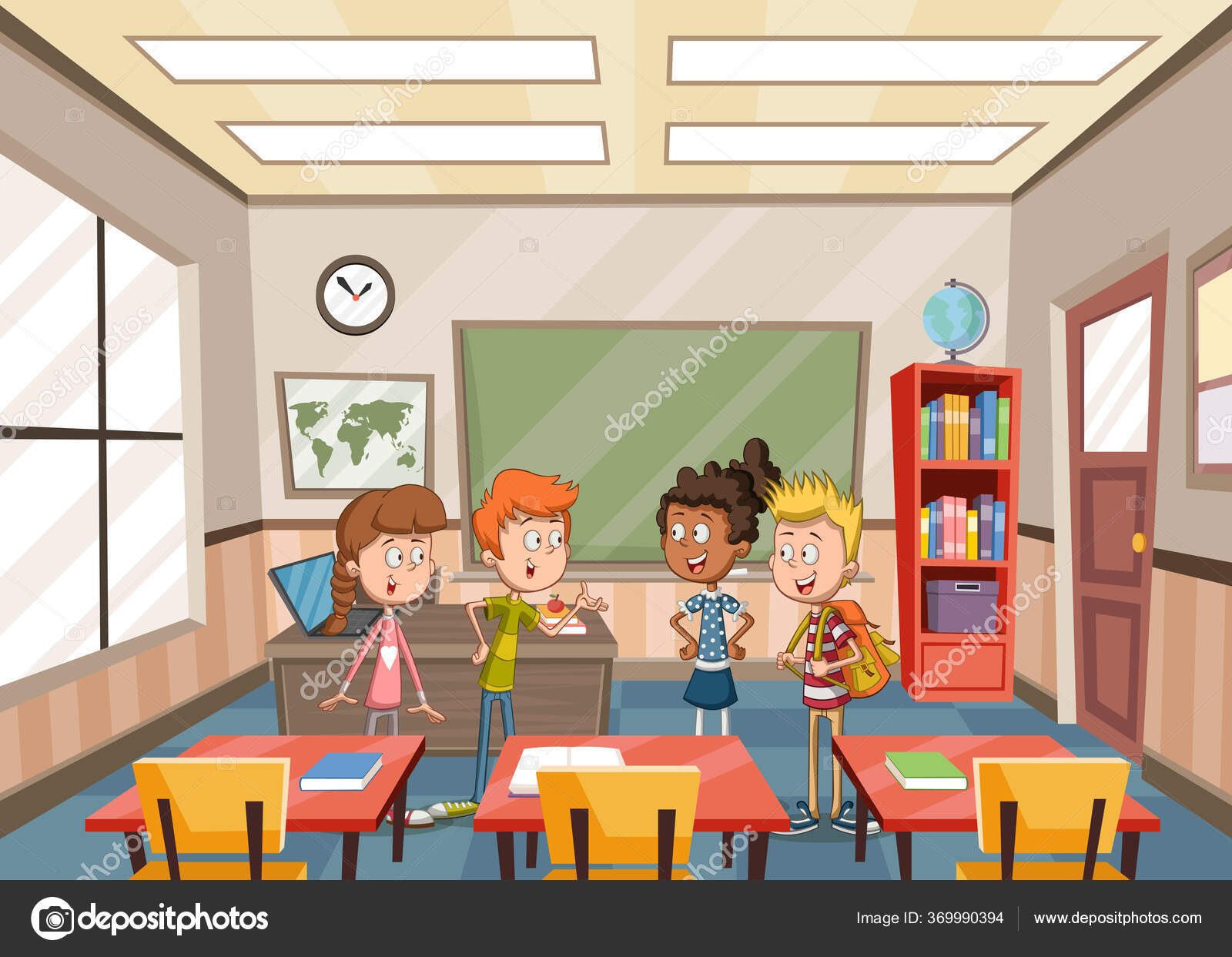 Cartoon Students Classroom School Building Stock Vector Image by  ©deniscristo #369990394
