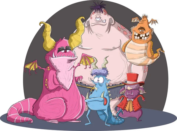 Grupo Monstruo Dibujos Animados Monstruos Espeluznantes — Vector de stock