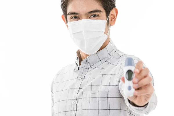 Άντρας Casual Business Cloth Φορώντας Ιατρική Μάσκα Προστασίας Της Γρίπης — Φωτογραφία Αρχείου