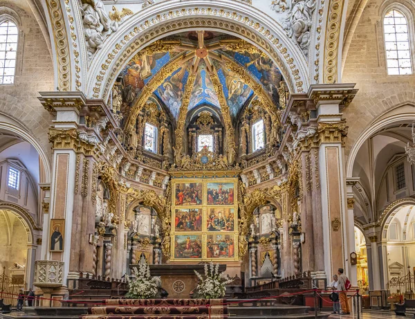 Zdobený Oltář Catedral Santa Maria Valencii Španělsko — Stock fotografie