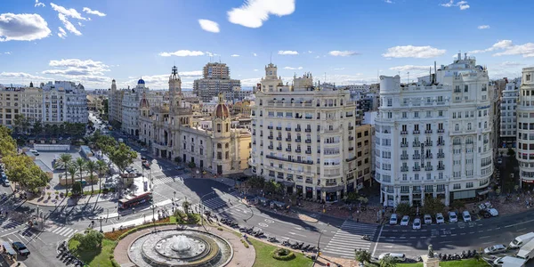 Placa Ajuntament Çeşmeli Panorama Fotoğrafı Valencia Spanya Bir Çatıdan Çekildi — Stok fotoğraf