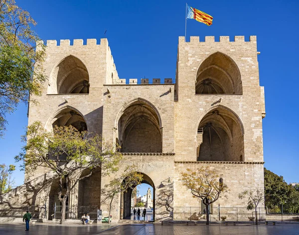 Una Las Hermosas Puertas Ciudad Vieja Porta Sarrans Soleado Valencia — Foto de Stock