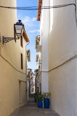 One of the many old typical Spanish streets (Calle Collada) in Requena, Spain