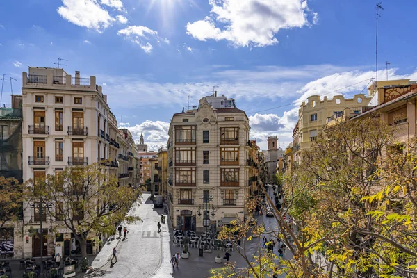 Foto Los Hermosos Edificios Placa Dels Furs Tomada Porta Sarrans — Foto de Stock