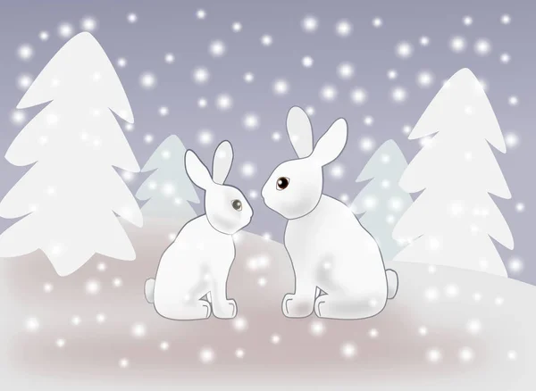 Hares in the Snow — Stock Image Hares in the Snow Royalty Free Stock Photos