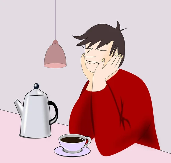コーヒーを飲みながら眠い男 — ストック写真