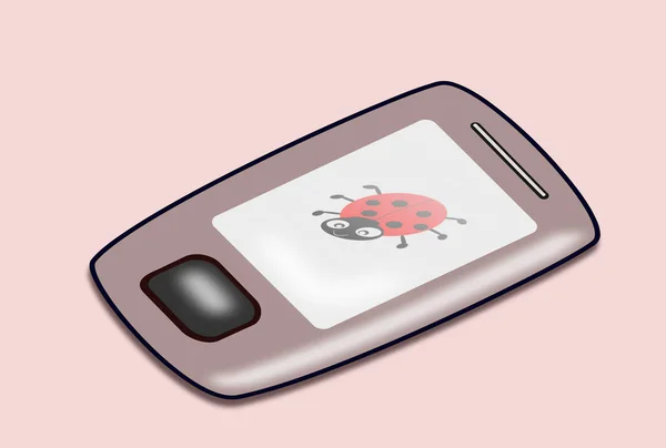 Cellphone met lieveheersbeestje. — Stockfoto