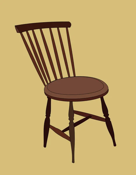 Uma Cadeira Madeira Moda Antiga Fundo Marrom — Fotografia de Stock