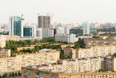 Moskova panoramik yukarıdan, yollar, binalar, con