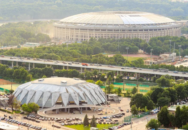 Rekonstrukce stadion Lužniki a Druzhba víceúčelové arény pro fotbalové mistrovství světa 2018 Stock Snímky