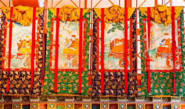 Buddhist thangkas, Tibetan Buddhist painting on cotton, or silk  clipart