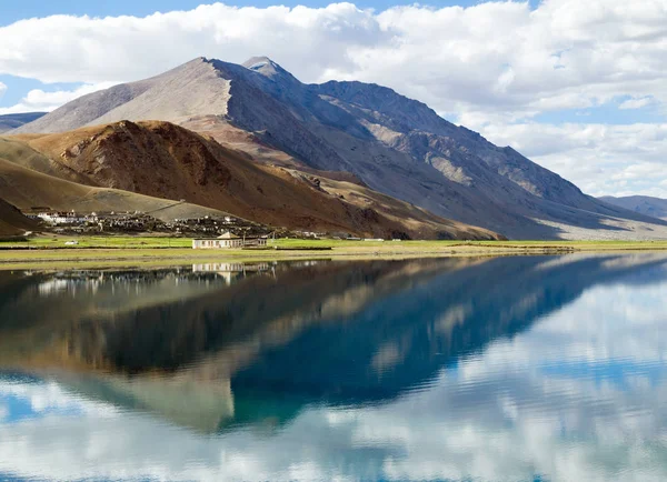 Panorama of the Korzok monastery and village with mountains and — Stock Photo, Image