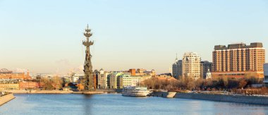 Moskova panorama, nehir, zevk tekne, heykel, otel, dolgu