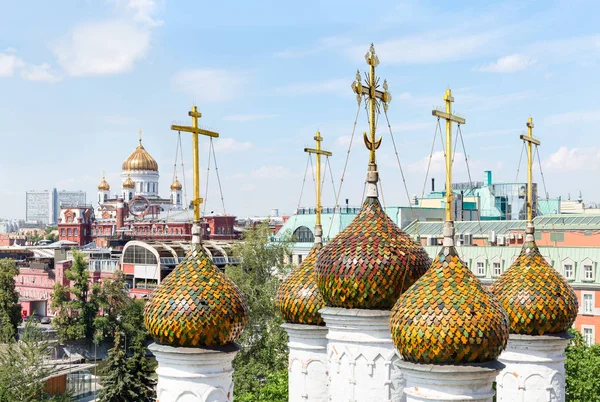 Wysoki kąt widzenia Moskwa centrum - kopuły cerkwi prawosławnej — Zdjęcie stockowe