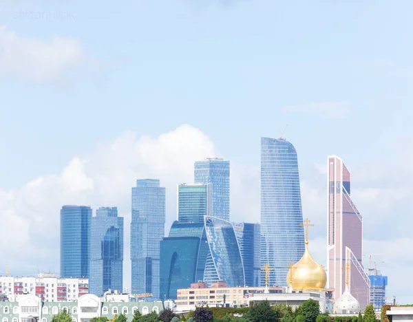 Panorama Moskevské Mezinárodní Obchodní Centrum Slunečný Letní Den Pohled Shora — Stock fotografie