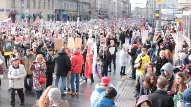 Mosca Russia Maggio 2017 Processione Del Reggimento Immortale Nel Giorno — Video Stock