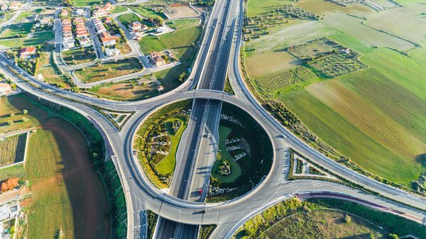 Aerial GSP roundabout, Nicosia, Cyprus
