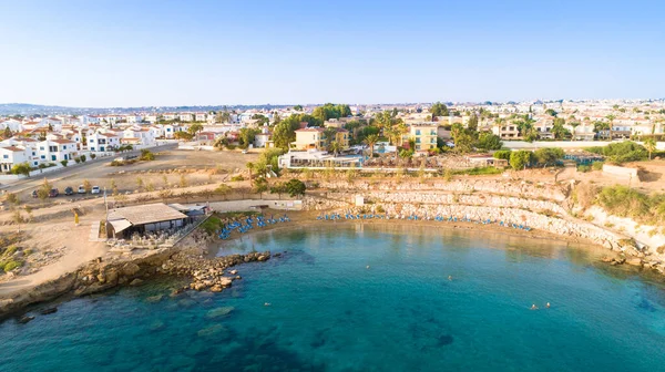 Aerial Bird Eye View Kapparis Fireman Beach Protaras Paralimni Famagusta — Stock Photo, Image