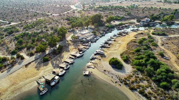 Luftaufnahme Des Flusses Liopetri Bis Zum Meer Potamos Liopetriou Famagusta — Stockfoto