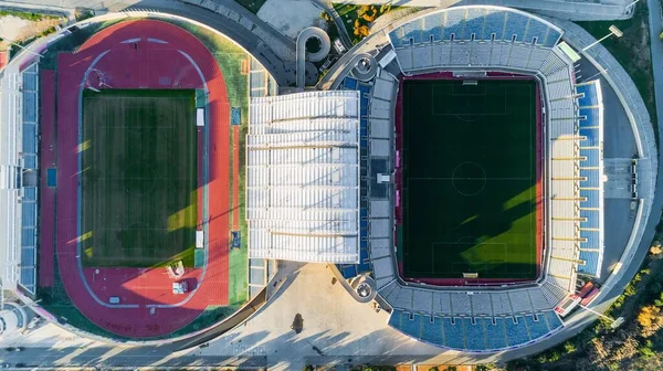 Vista Aerea Volo Uccello Dello Stadio Calcio Spg Dell Autostrada — Foto Stock