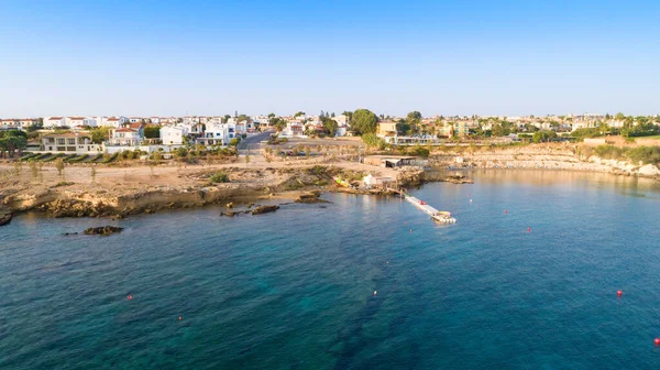 Vista Aérea Olho Pássaro Praia Kapparis Bombeiro Protaras Paralimni Famagusta — Fotografia de Stock