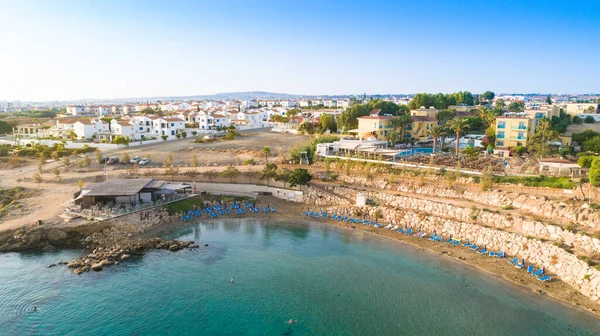 Aerial Bird Eye View Kapparis Fireman Beach Protaras Paralimni Famagusta — Stock Photo, Image