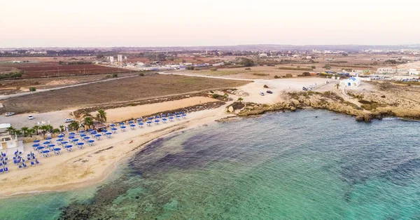 Vista Aérea Costa Por Sol Praia Referência Agia Thekla Ayia — Fotografia de Stock