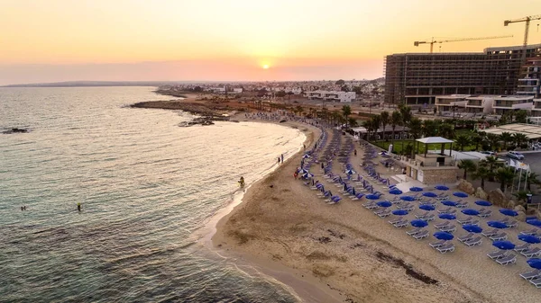 Повітряний Вид Захід Сонця Пляж Agia Thekla Ayia Napa Famagusta — стокове фото