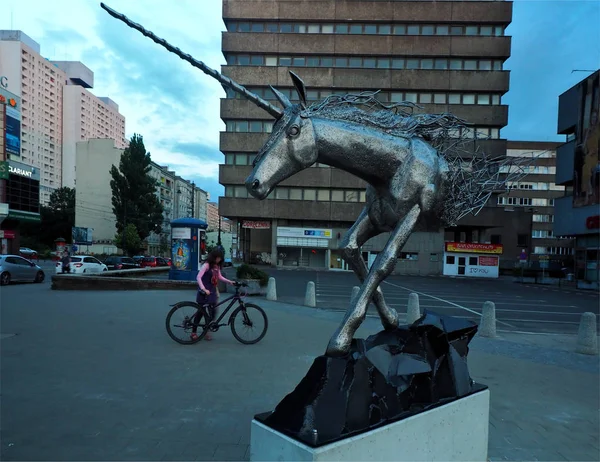 Licorne Lodz Lodz Pologne Juin 2019 Une Sculpture Abstraite Une — Photo