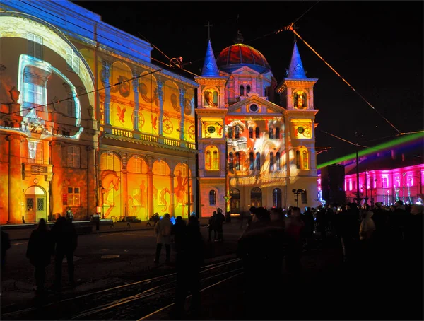 Painted Film Lodz Poland September 2018 Multimedia Light Projection History — Stock Photo, Image