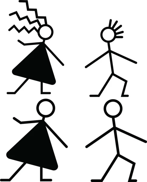 Black Silhouette Dancing People Vector — Stock Photo, Image
