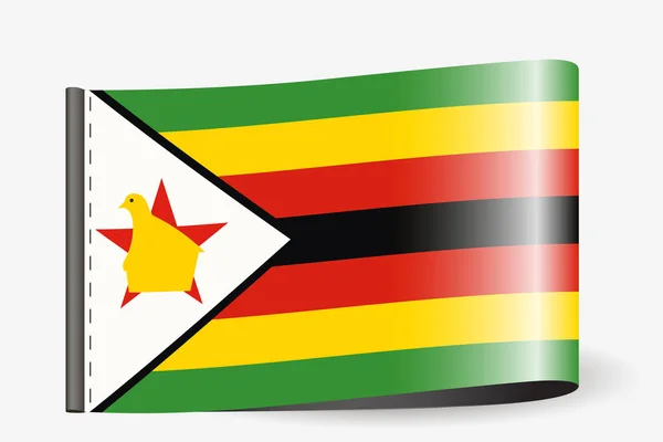 Ilustración de la bandera en una etiqueta textil para el país de Zimbabue —  Fotos de Stock